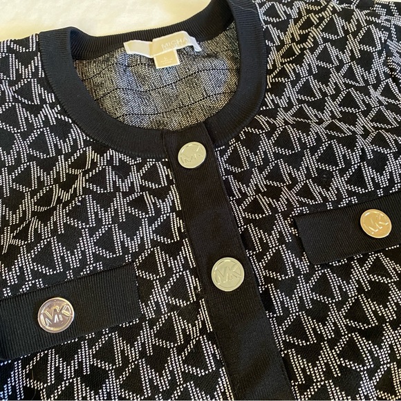 Silver MK Logo Jacquard Cardigan - Picture 3 of 7